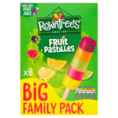 Rowntree's Fruit Pastilles Ice Lollies 520ml, imported from the UK