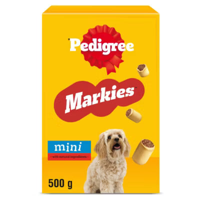 Pedigree MARKIES Biscuits Mini Dog Treats 500g, imported from the UK