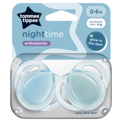 Tommee Tippee Nighttime Soothers Glow in the Dark 0-6m 2-Pack (British brand)