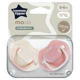 Tommee Tippee Moda Soothers Symmetrical 0-6m 2-Pack with Steriliser Pod (British brand)