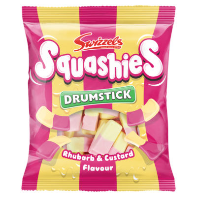 Swizzels Rhubarb & Custard Flavour Drumstick Squashies Chewy Sweets 140g
