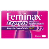 Feminax Express Ibuprofen Lysine Tablets 8 - British product