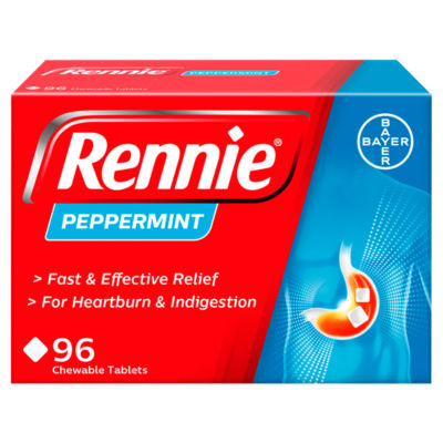 Rennie peppermint chewable antacid tablets 96 tablets, imported from the UK