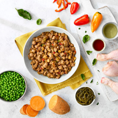 Naturo chicken in herb gravy dog food 390g, imported from the UK