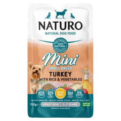 Naturo small breed turkey dog food 150g, imported from the UK