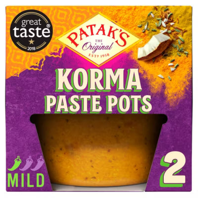 Patak's korma curry paste 2 x 70g, imported from the UK