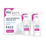Veet Pure Hair Removal Cream Kit for Face Sensitive Skin 2 x 50ml