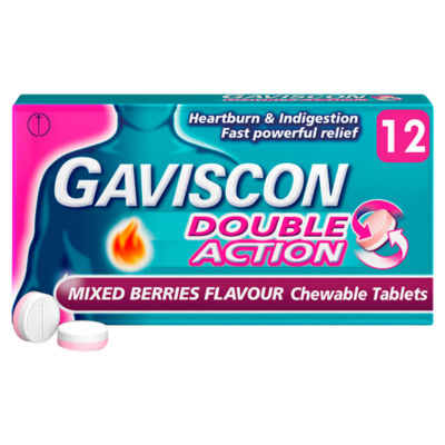 Gaviscon Double Action Mixed Berries Tablets 12 UK version