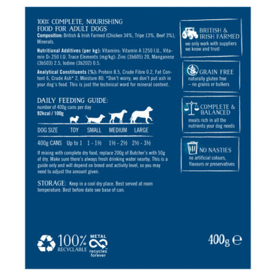 Butcher's dog food with tripe 400g - British product
