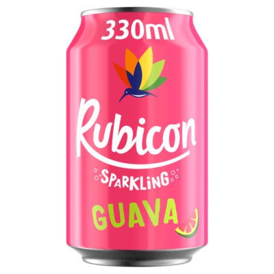 Rubicon sparkling guava soft drink 330ml, imported from the UK
