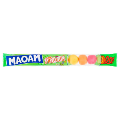 Maoam Pinballs fruit and cola flavour chewy sweets 32g, imported from the UK