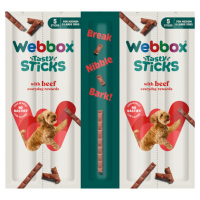 Webbox 5 Tasty Sticks with Beef Dog Treats 55g