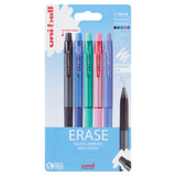 Mitsubishi Pencil erasable gel pens 5-pack with black, blue, red, pink, violet (British brand)
