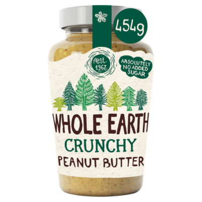 Whole Earth crunchy peanut butter no added sugar 454g jar (British brand)