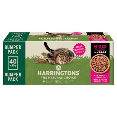 Harringtons wet cat food pouches mixed in jelly 40x85g, UK version