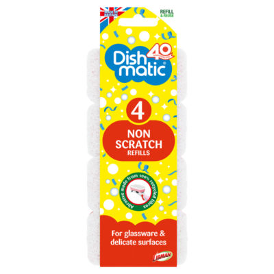 Dishmatic Non Scratch Scourer Refills White Blue 4 Pack - British product