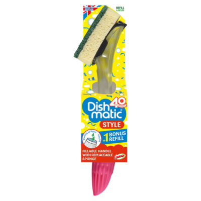 Dishmatic fillable washing up handle with bonus refill - British product