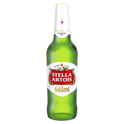 Stella Artois premium lager beer 660ml (British brand)