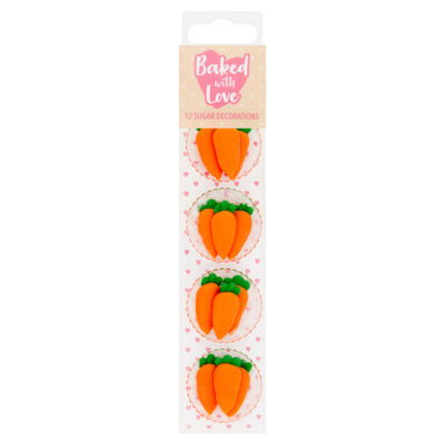 Baked With Love 12 carrots sugar decorations - British product