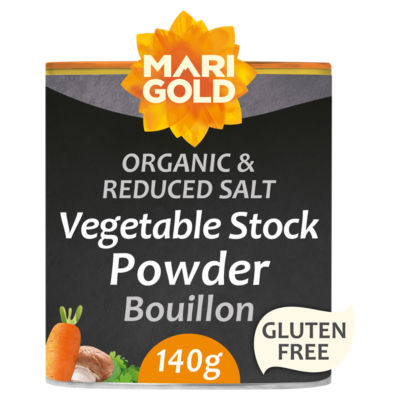Marigold organic reduced salt bouillon stock powder 140g, imported from the UK