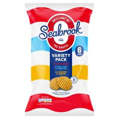 Seabrook Original Crinkle Cut Crisps Variety Pack 6 x 25g (British brand)