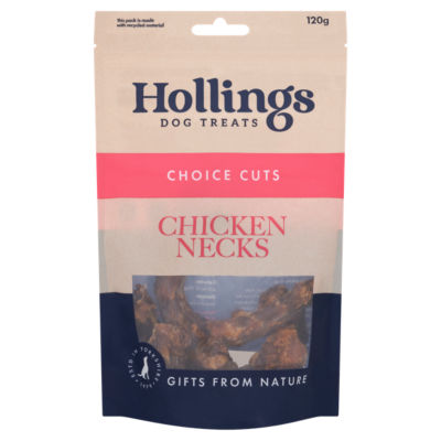 Hollings chicken necks dog treats 120g, UK version