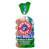 New York Bakery Co Red Onion Chive Bagels 5 pack, imported from the UK