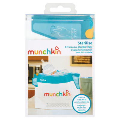 Munchkin microwave steriliser bags 6 pack, imported from the UK