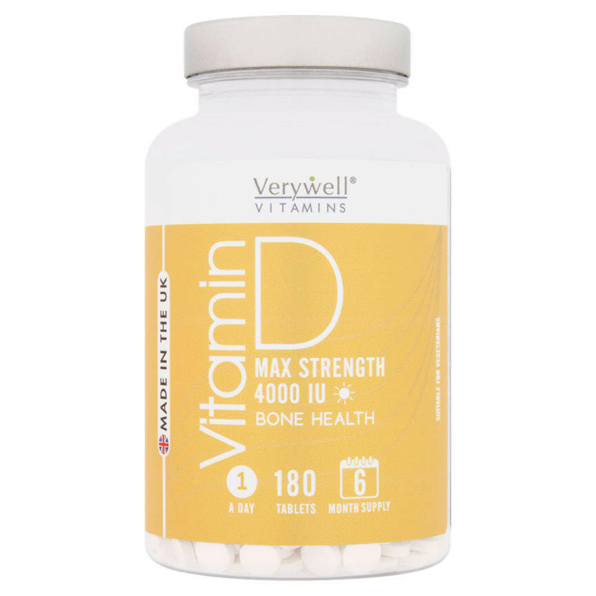 Verywell Vitamin D Max Strength 4000IU Bone Health 180 Tablets GOODS ASDA