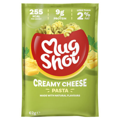Mug Shot creamy cheese instant pasta 68g, imported from the UK