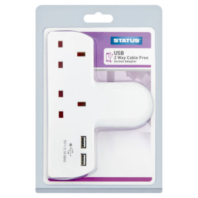 Status 2-way cable-free USB socket adapter (British brand)