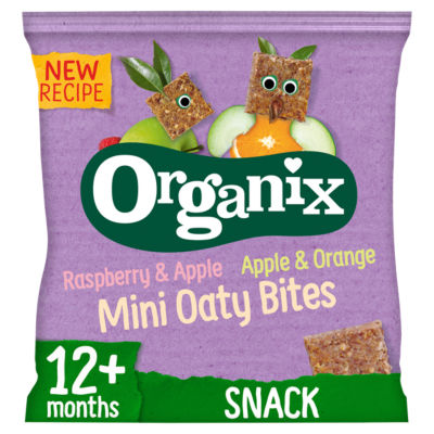 Organix Mini Oaty Bites toddler snacks 110g, imported from the UK