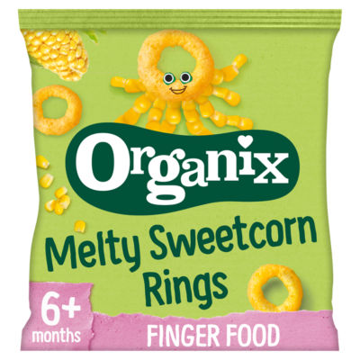 Organix sweetcorn rings baby snack puffs 20g, imported from the UK