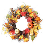 Livingandhome Realistic LED Fall Wreath Autumn Decoration 60cm