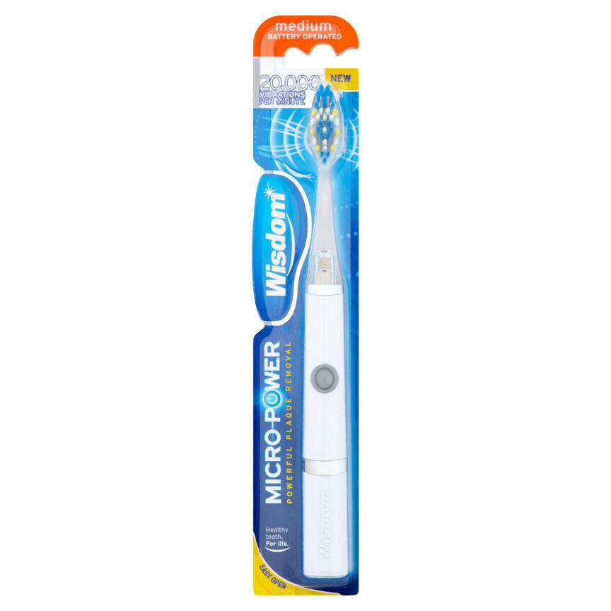 Wisdom Micro Power Powerful Plaque Removal Medium Toothbrush GOODS ASDA