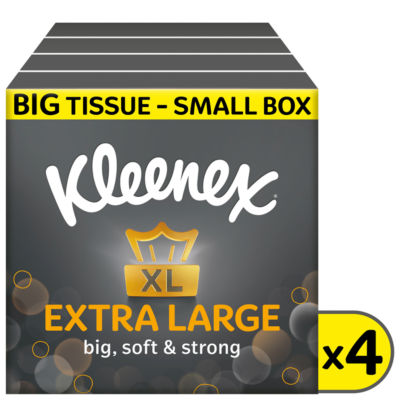 Kleenex extra large tissues compact quad pack, UK version