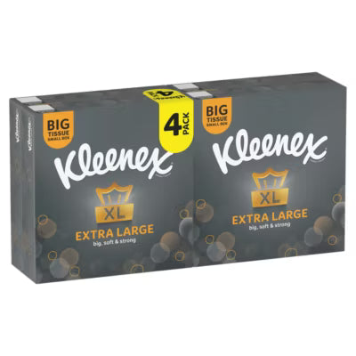 Kleenex extra large tissues compact quad pack, UK version