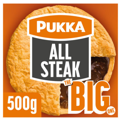 Pukka The Big One All Steak Pie, imported from the UK