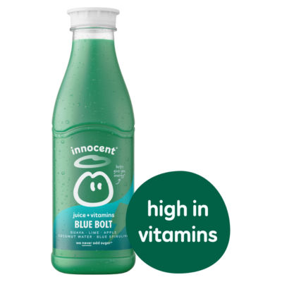 Innocent Plus Blue Bolt Guava Lime Apple Coconut Water Blue Spirulina Juice 750ml