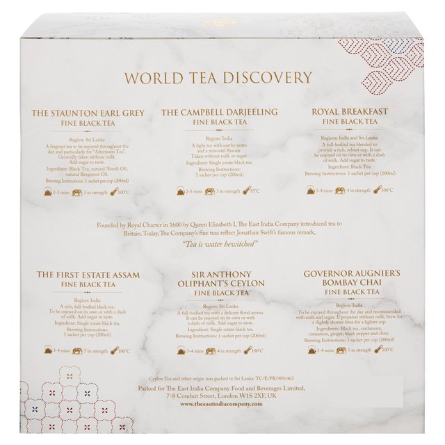 The East India Company World Tea Discovery Black Teabag Selection box 60 per pack GOODS M&S