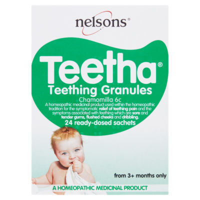 Nelsons teething granules with Chamomilla, 24 sachets, imported from the UK