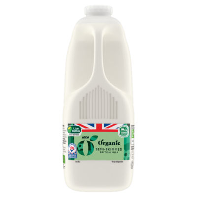 ASDA Organic Semi-Skimmed British Milk 4 Pints, imported from the UK