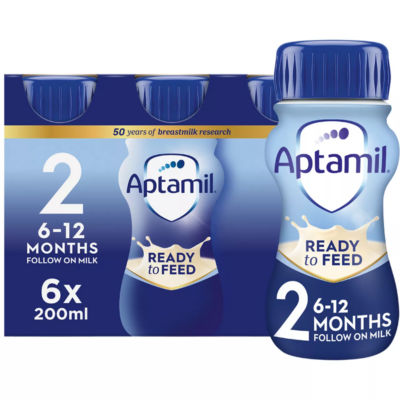 Aptamil 2 follow on baby milk 200 ml pack of 6 - British product
