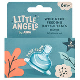 LITTLE ANGELS Wide Neck Fast Flow Feeding Teats 6m+ Pack of 2