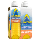 Lucozade Sport Zero Sugar Orange & Peach Sports Drink 4 x 500ml