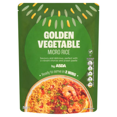 ASDA Golden Vegetable Microwavable Rice 250g - British product