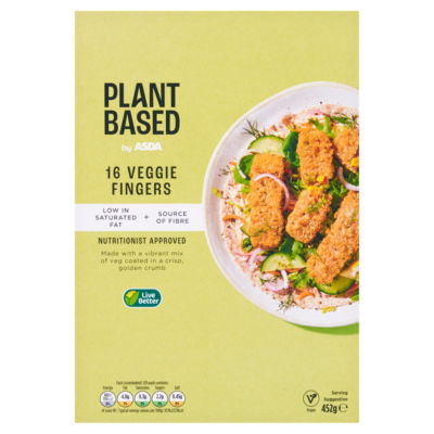 ASDA Plant Based Veggie Fingers 452g, imported from the UK