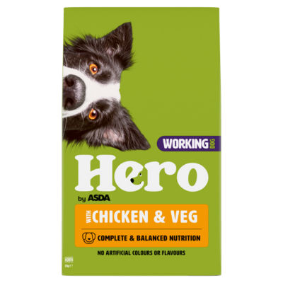 ASDA Hero dog food with chicken and veg 17kg, UK version