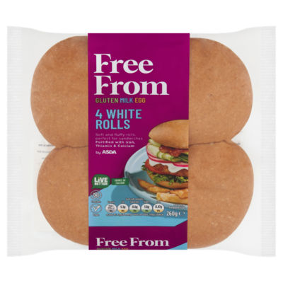 ASDA Free From White Rolls 4 Pack 260g