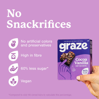 Graze Cocoa Vanilla Flapjack 4x30g - British product